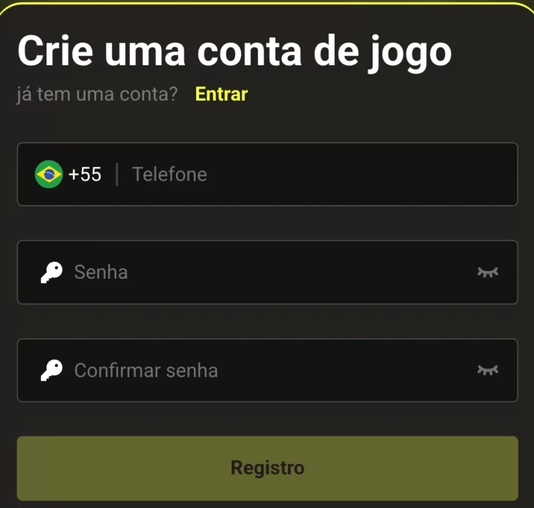 Tela de cadastro no 888G Cassino para novos usuários